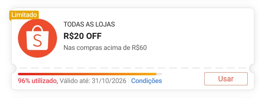 R$ 20,00 OFF em R$ 60,00