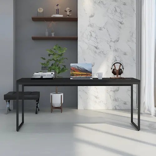 Mesa Para Escritório Diretor 1,80m Dynamica Cor Preto Ônix / Est. Preta