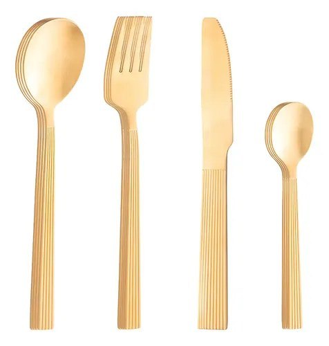 Faqueiro 16 Peças Lyor Athenas De Aço Inox Dourado
