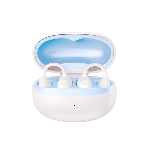 Fone de Ouvido Bluetooth sem Fio com Clip de Orelha, Fone Bluetooth Esportivo com Controle por Toque, Chamadas Mãos Livres, Estojo de Carregamento, Bluetooth 6.0