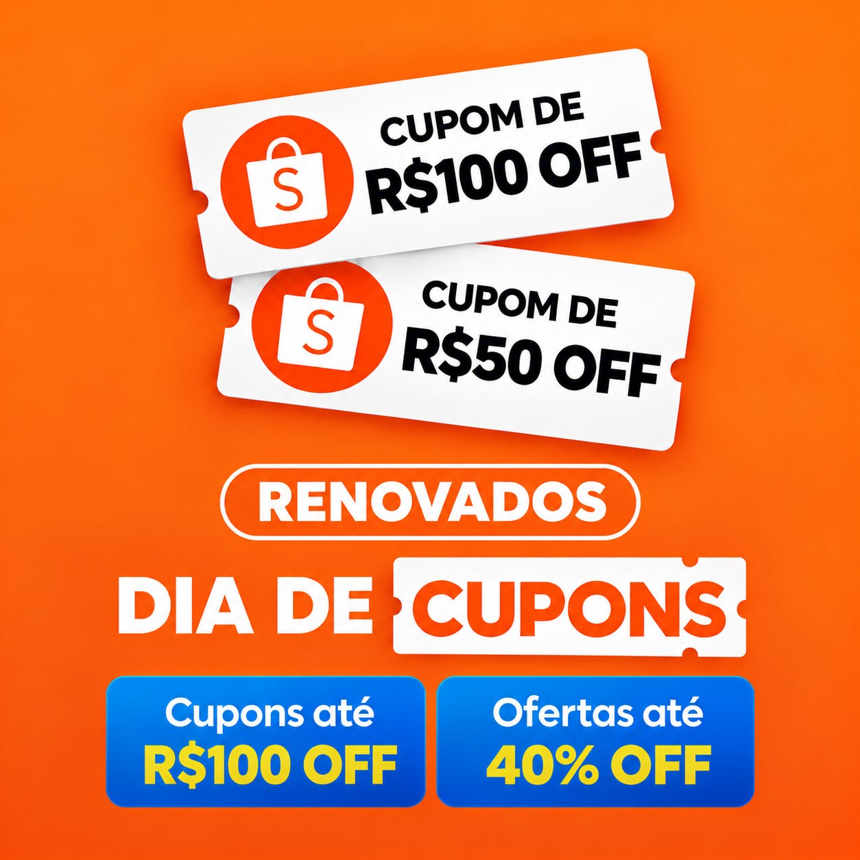 Última Chance, Dia de Cupons na Shopee Renovados !