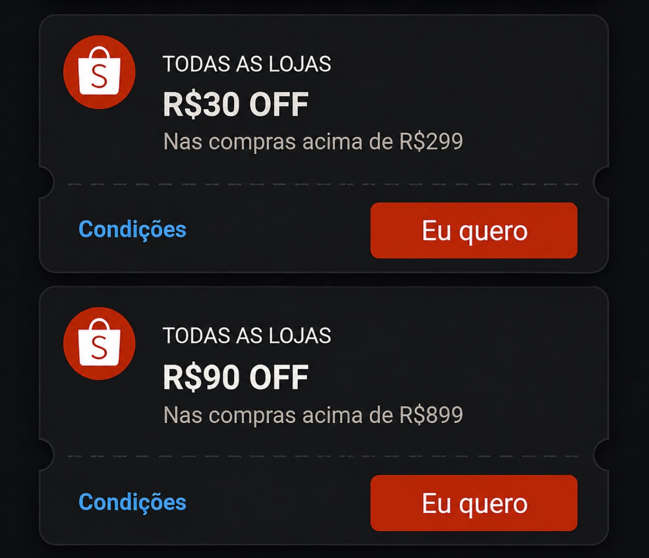 Novos Cupons Shopee