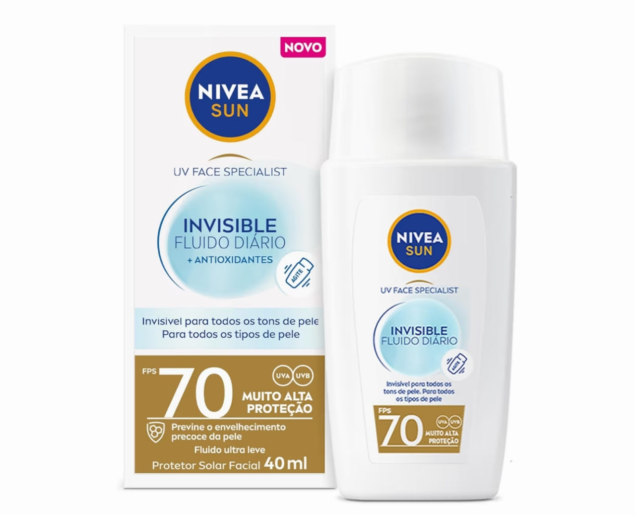 NIVEA SUN Protetor Solar Facial Fluido UV Face Specialist Invisible FPS 70 40ml, Muito Alta Proteção UVA/UVB, Invisível em Todos os Tons, Textura Ultraleve, Cuidado Diário