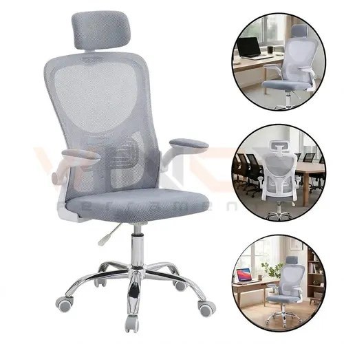 Cadeira para Computador e Escritório Giratória Ergonômica 150kg Branco-Acinzentado