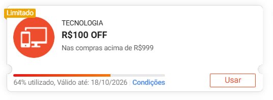 R$ 100 OFF acima de R$ 999