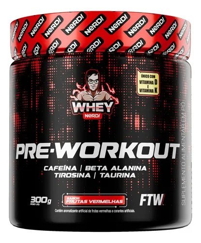Pré Treino Whey Nerd Frutas Vermelhas Sem Glúten 300g