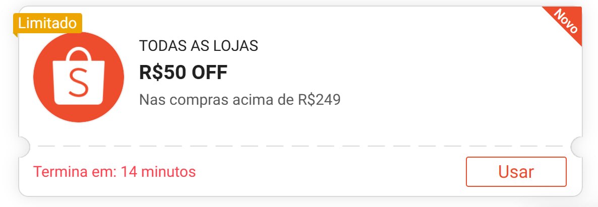 R$ 50,00 OFF em R$ 249,00