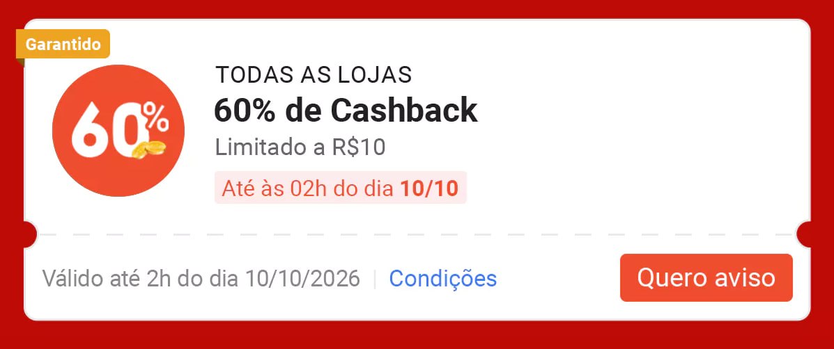 Liberado, Cupom Shopee Cashback