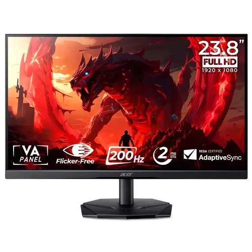 Monitor Gamer Acer Nitro 23.8 200hz Fhd Va Kg241y-X3Bip Preto