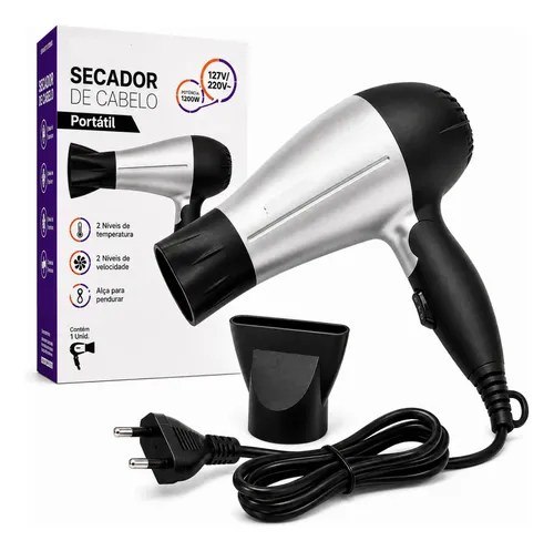 Secador De Cabelo Portátil Dobrável 1200w Bivolt 110 220