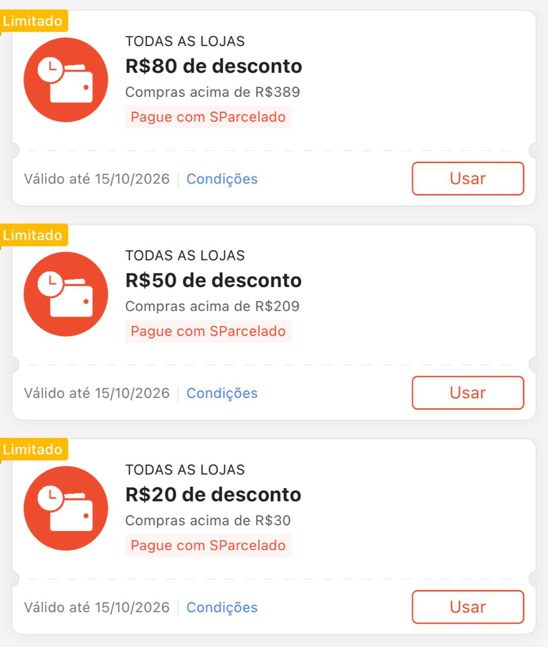 Novos Cupons SParcelado !
