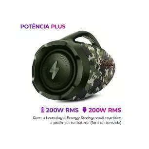 Caixa de Som Bluetooth AIWA Boombox BBS-01GR 200W Camuflado Verde Bivolt