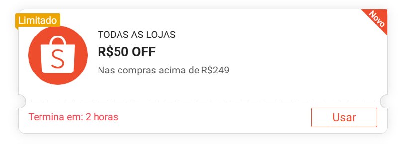 R$ 50,00 OFF em R$ 249,00