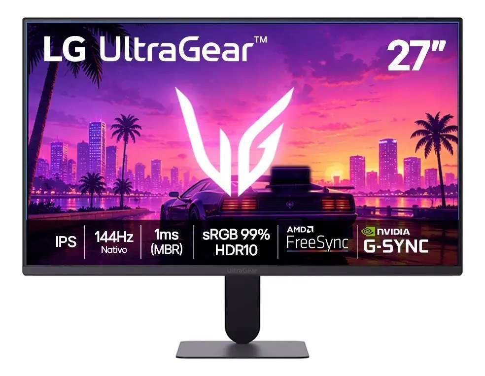 Monitor Lg UltraGear 27" Ips, 144Hz Nativo, 1ms (Mbr), Full Hd (1920x1080), Hdr10, Nvidia G-Sync, Amd FreeSync, Preto - 27G411