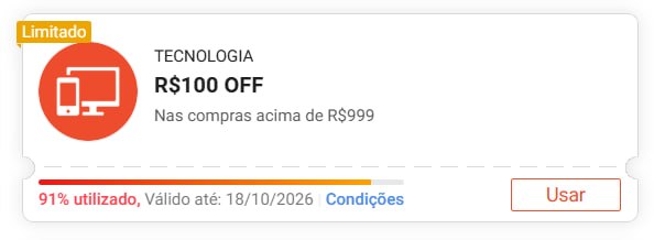 R$ 100 OFF acima de R$ 999