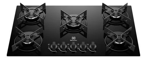 Cooktop 5 Bocas a Gás Electrolux Mesa de Vidro Efficient Grade de Aço Fosco (Ke5gr) Bivolt