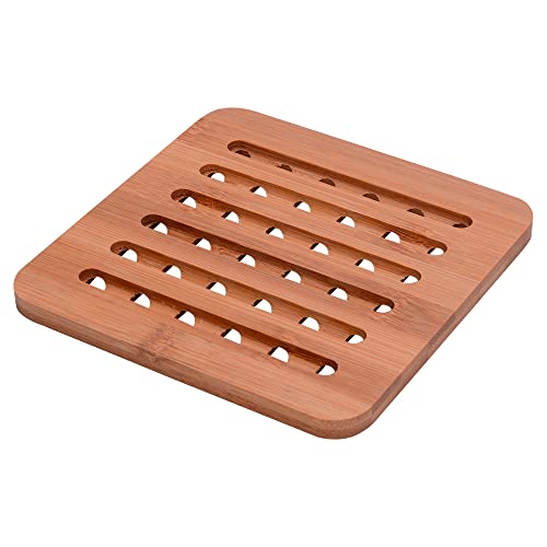 Mimo Style Descanso de Panela de Bambu Quadrado, Sustentável e Resistente ao Calor, Multiuso 15cm