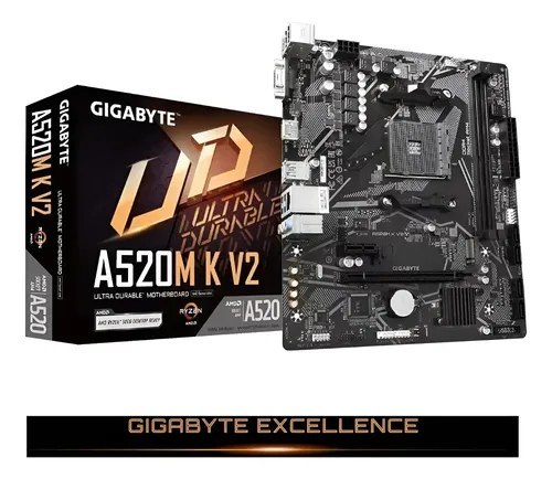 Placa Mãe Gigabyte Ultra Durable A520m Kv2 Amd Am4 Matx Ddr4