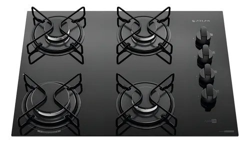 Cooktop 4 Bocas Atlas Agile Up Mesa Vidro Mega Chama Bivolt