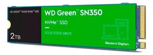 Ssd 2tb M.2 2280 Nvme Pcie Gen3 Western Digital Wd Green Sn350 Wds200t3g0c Velocidade De Leitura Até 3200 Mb/s Cor Verde Disco Sólido Interno