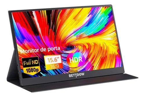 Monitor Portátil Gamer Bettdow 15.6'' Full Hd 60Hz Ips Compatível 4K Preto