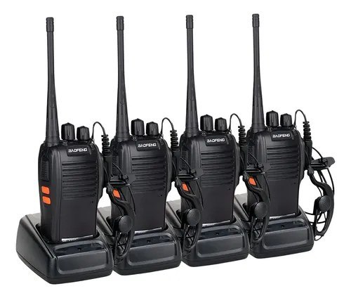 Kit 4 Radios Baofeng Comunicador Frequencia Profissional 16 Canais Cor Preto Bf-777S