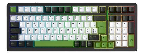 Teclado Aula F99 Mecânico Preto/verde Tri Mode Gamer Anbt2
