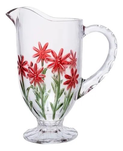 Jarra Red Flower 1,3l Cristal Ecológico Wolff