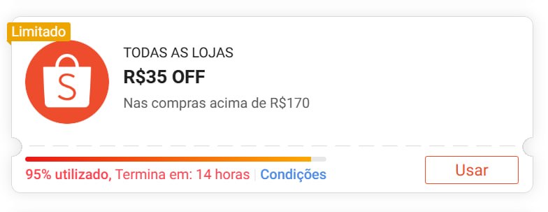 R$ 35,00 OFF em R$ 170,00